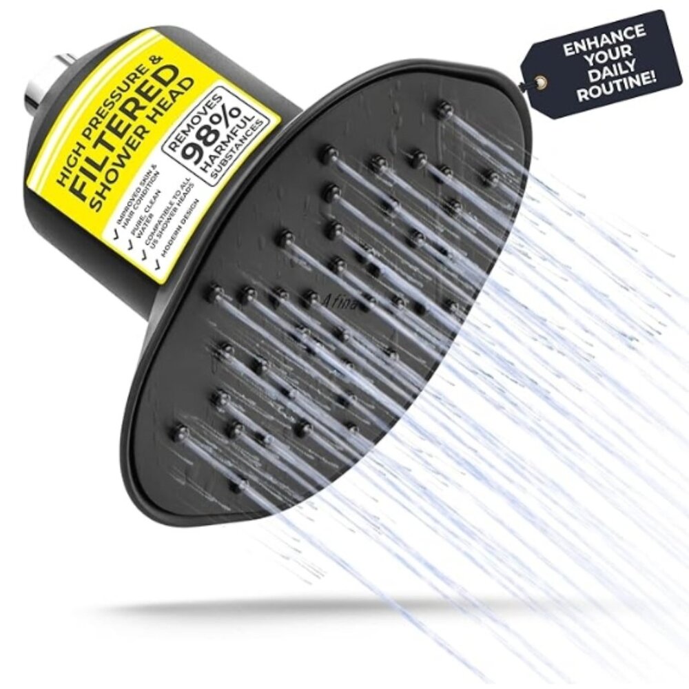 🔥 Afina High Pressure Filtered Shower Head - Advanced Filtration for Hair, Skin